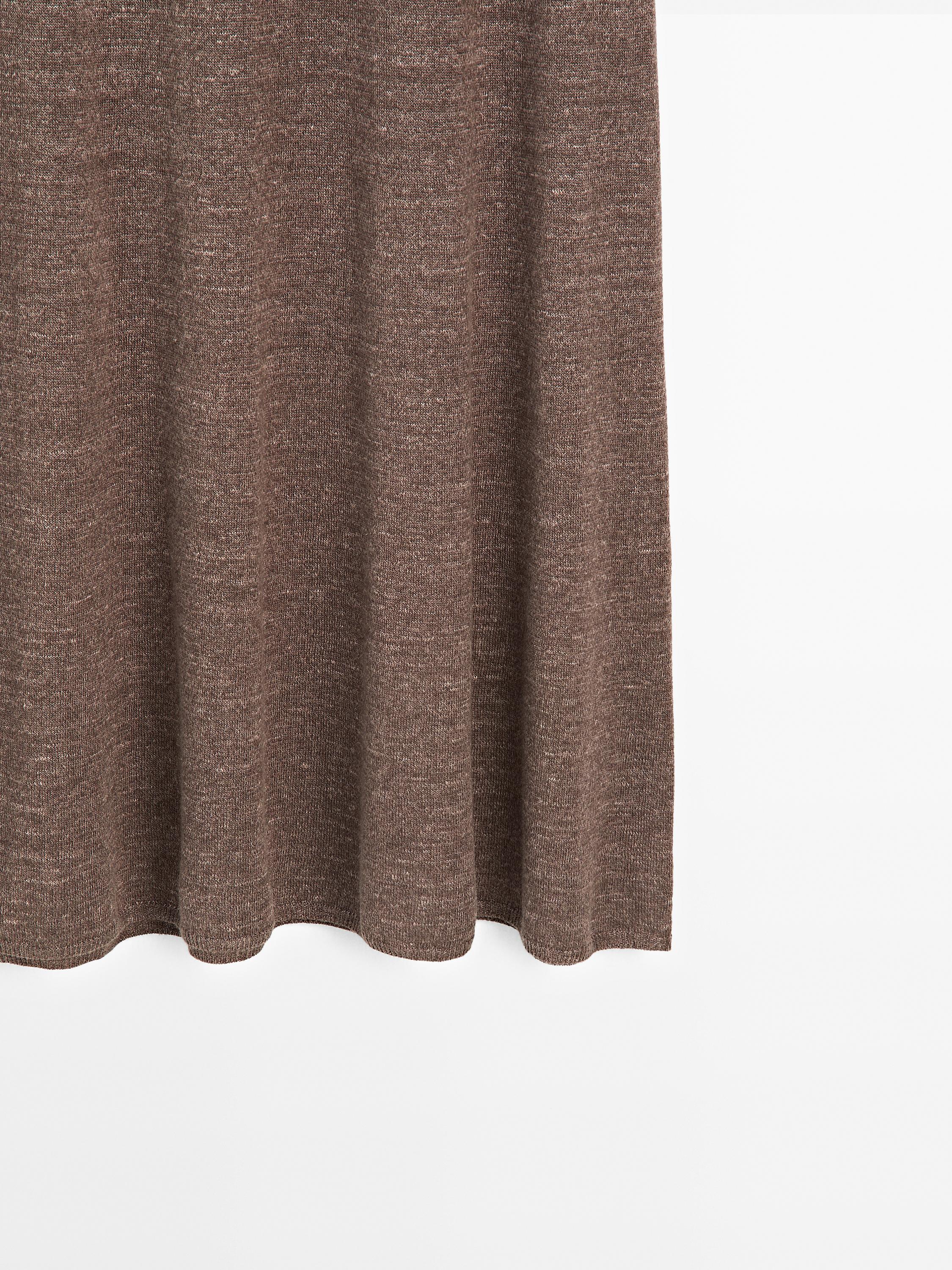 Long linen blend knit skirt